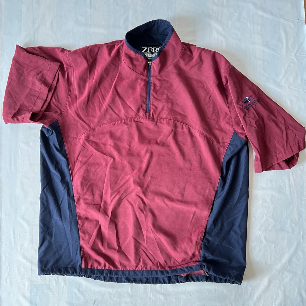 Zero Restriction windbreaker Vest jacket Vermont Club half sleeve maroon navy